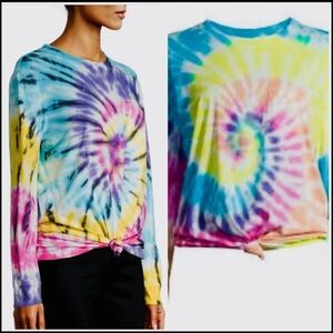 2 for $5! NO BOUNDARIES TIE DYE Shirt Junior Small POCKET Front TEE LONG SLEEVE